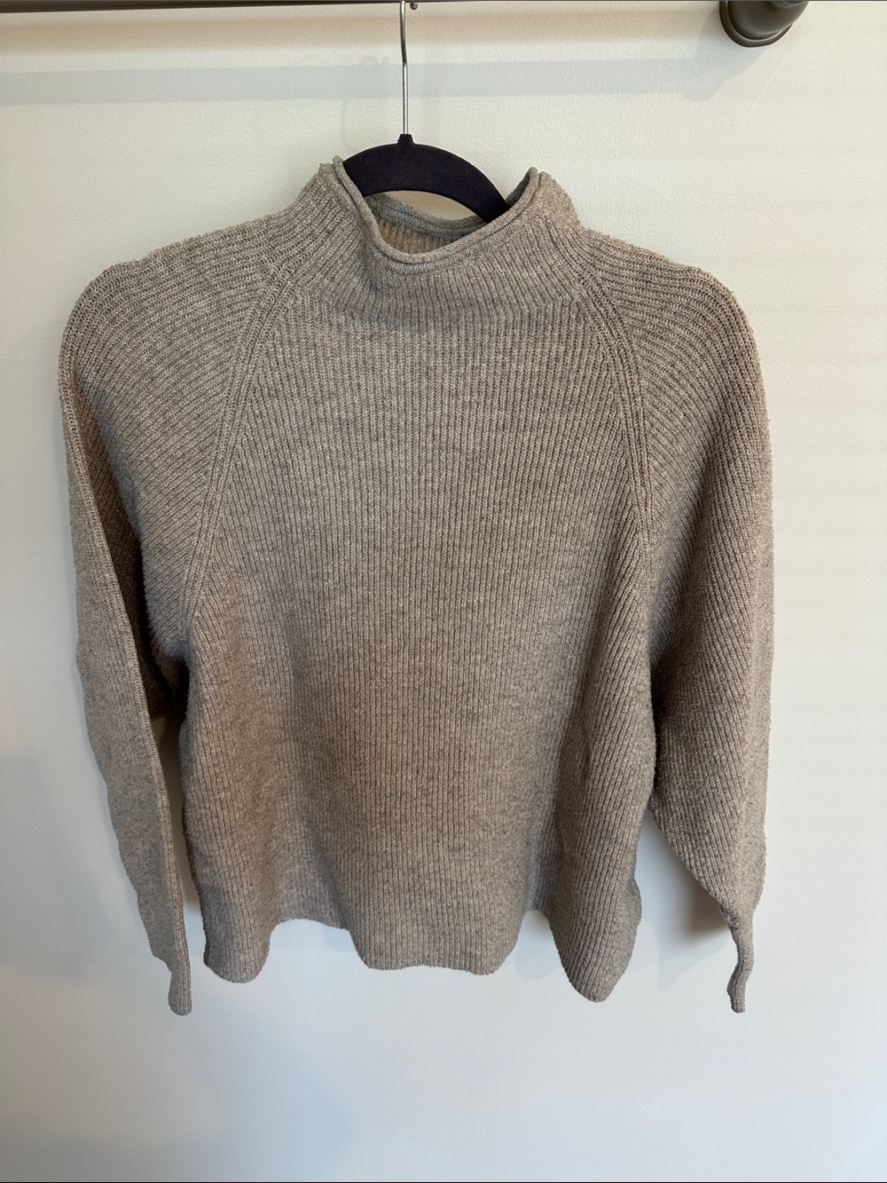 Express Women's Heather Taupe Mock Neck Sweater - Picture 1 of 2